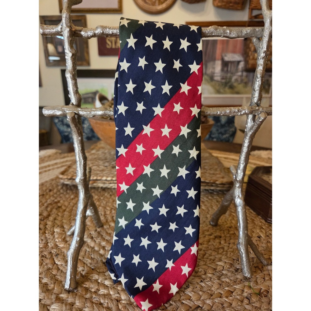 Structure‎ Mens Silk Tie Stars Stripes Red Blue Green Patriotic  Made in the USA